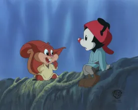 Pinky And The Brain Original Production Cel on Original Background with Matching Drawing: Wak Skylicker and SkippYoda