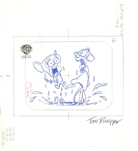 Pinky And The Brain Original Production Drawing Signed by Tom Ruegger: Pinky, Brain