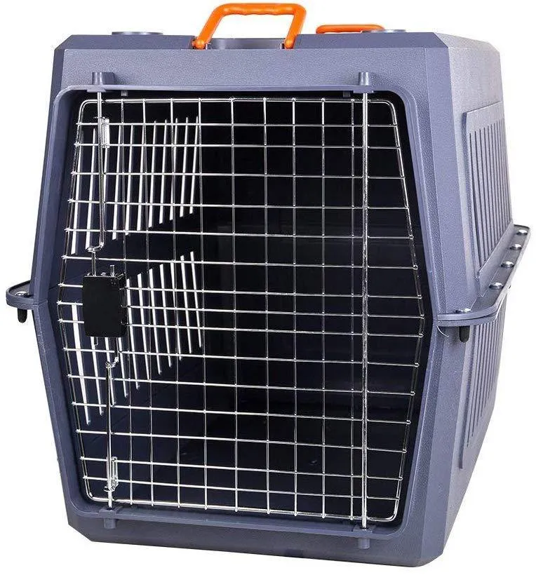 Plastic Cat & Dog Carrier Cage with Chrome Door Portable Pet Box Airline Approved, Extra Large