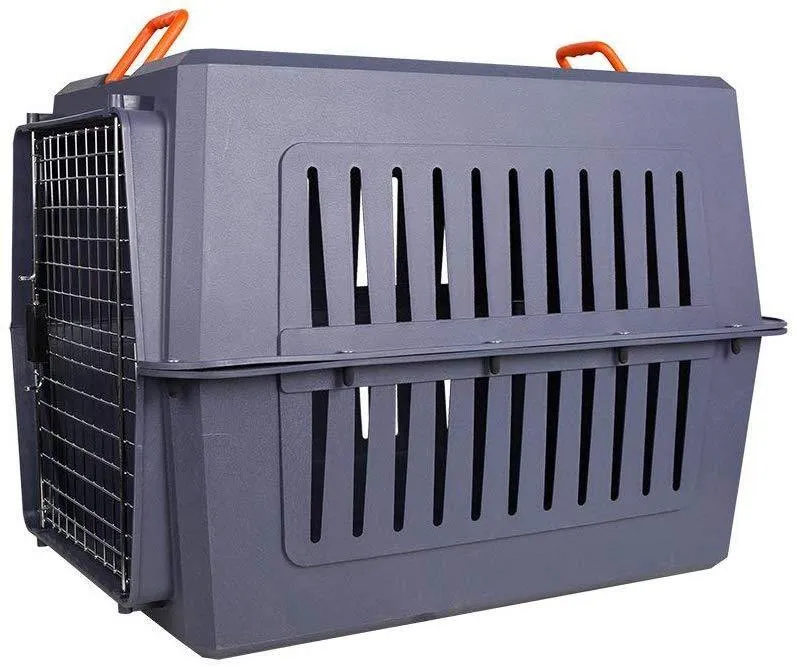 Plastic Cat & Dog Carrier Cage with Chrome Door Portable Pet Box Airline Approved, Extra Large