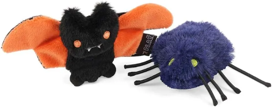 P.L.A.Y. Cute Cat Toys - Feline Frenzy Halloween Themed Catnip Filled Crinkle Toys, Great for Adult Cats & Kittens - Machine Washable, Double Stitched, Recycled Materials (Creepy Critters, Set of 2)