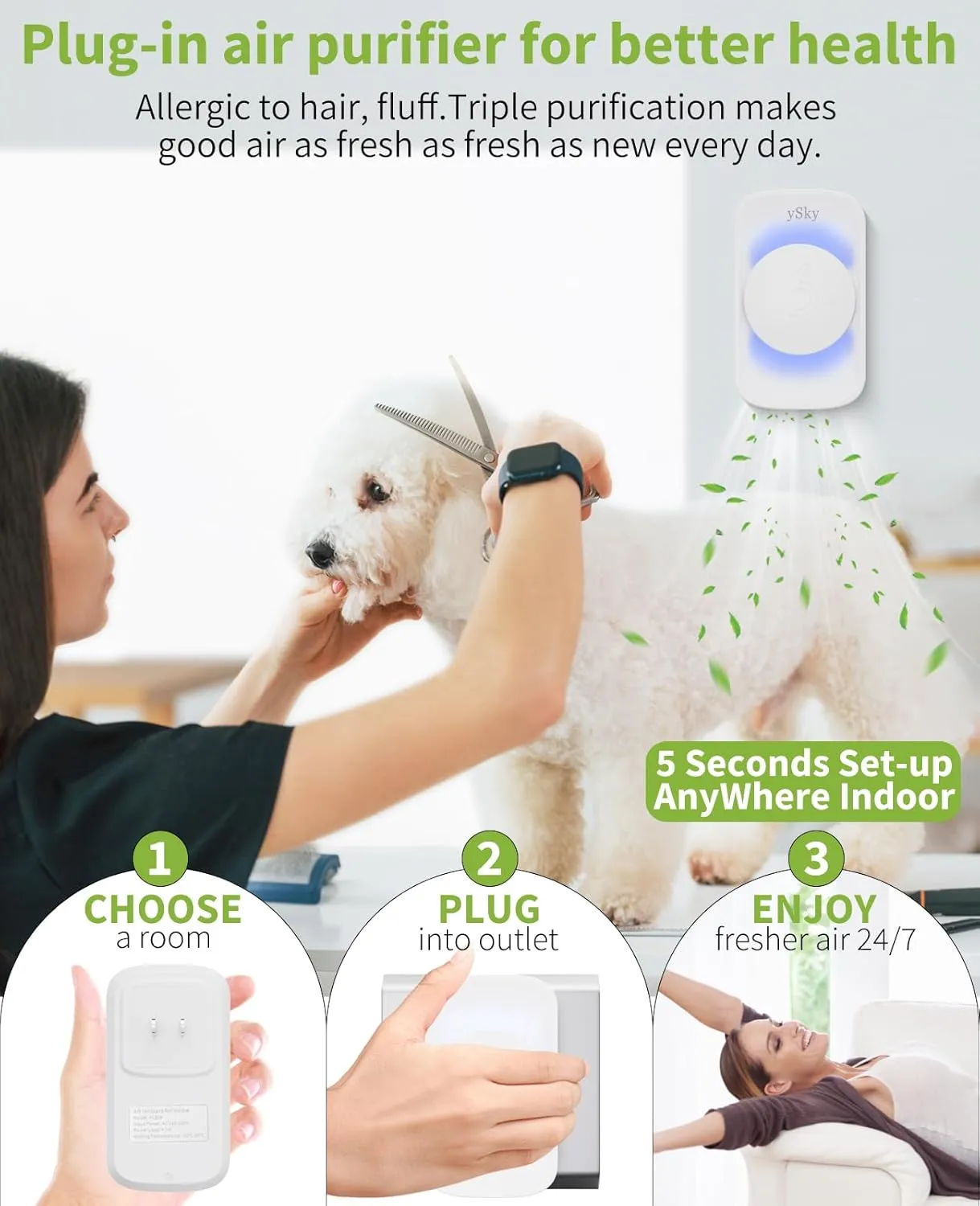 Plug In Air Purifier for Home (6 packs), Negative Ion Air purifier,Quiet Ionizers Air Freshener for home,Bathroom,Bedroom,Portable Air Purifiers for Odor,Pet smell,Mini Air ionizers