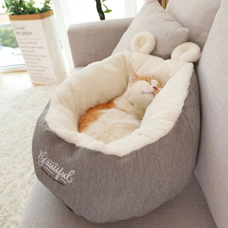 Plush Small Pet Sleeping Bag Bed, Cold Resistant, Non-Slip