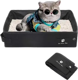 Portable Litter Box for Cats, Folding Cat Travel Litter Box Waterproof, 15.75 * 11.82 * 3.94 Inches, Traveling & Camping Cat Supplies