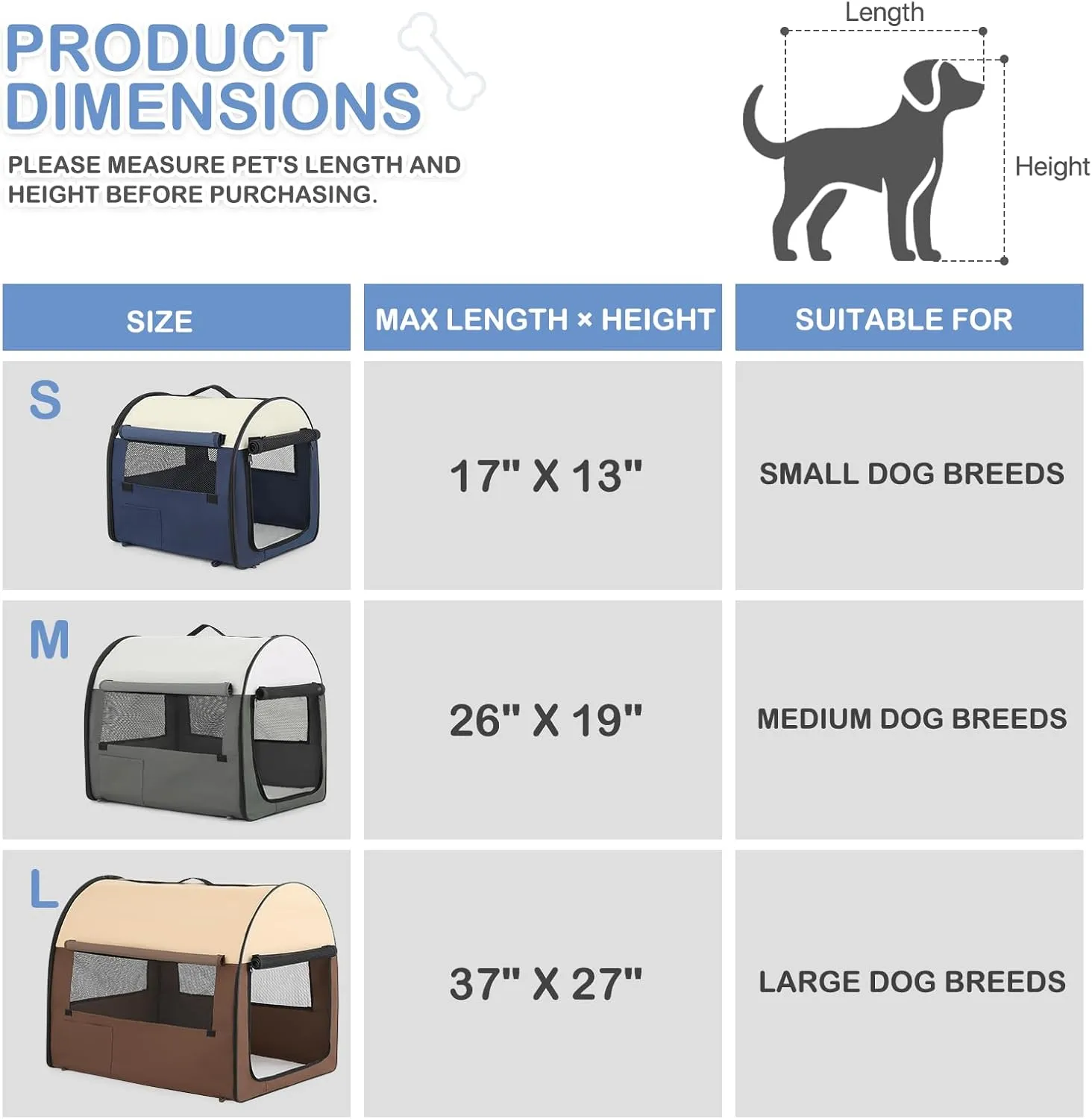 Portable Soft Dog House Collapsible Dog Crate for Camping Travel with Rollable Mesh Windows 1 Door 4 Ground Nails & 1 Carry Bag, 18 * 14 * 16 inch, Navy Blue