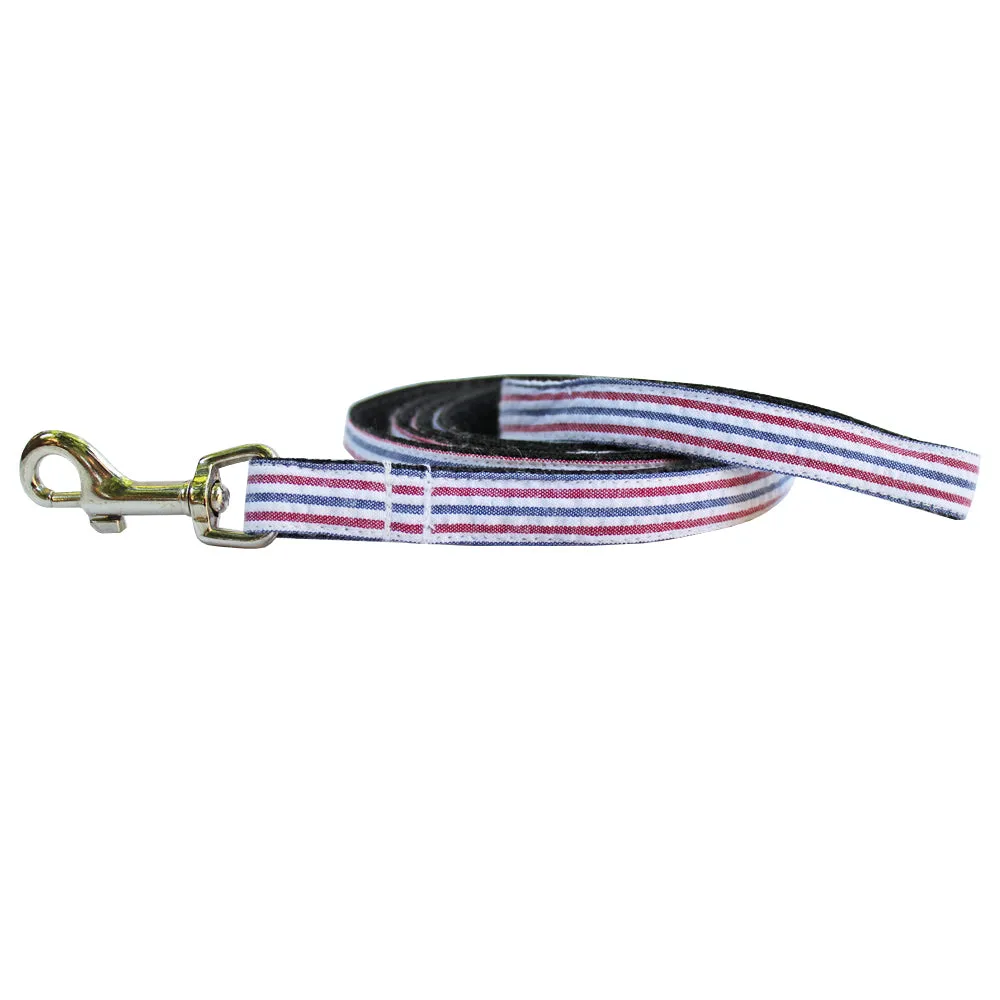 Red & Navy Extra Small Seersucker Dog Leash