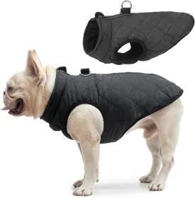SCENEREAL Winter Dog Vest Coat with Harness Built In, Warm Puppy Jacket for Small Medium Dogs, Cold Weather Coat with Zipper, Fleece Puffer Vest Windproof Snow Clothes