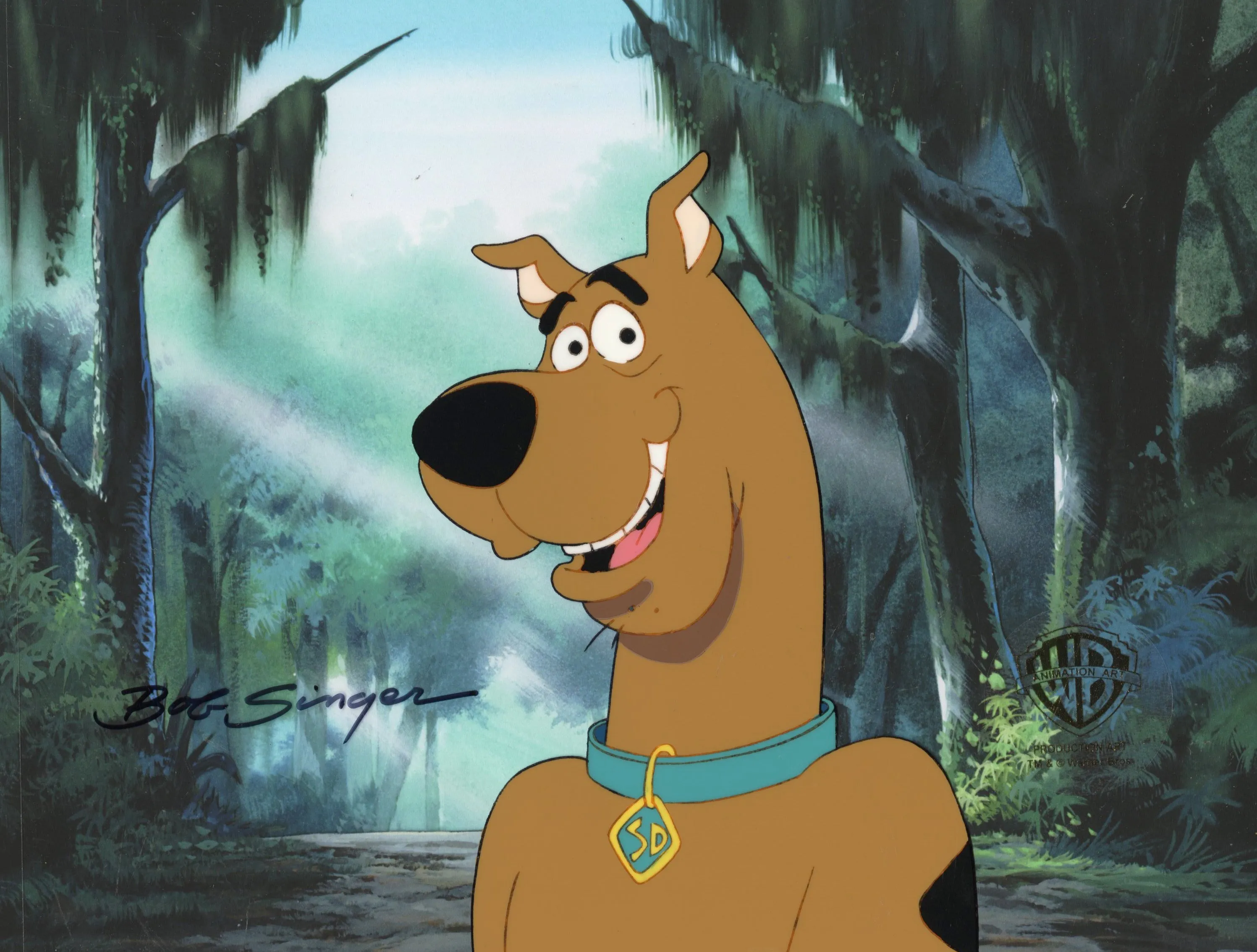 Scooby-Doo on Zombie Island Original Production Cel and Drawing Signed by Bob Singer: Scooby