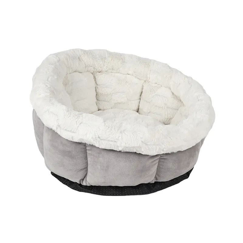 Self-warming Cat Bed Soft Cozy Cat Nest Plush & Faux Suede