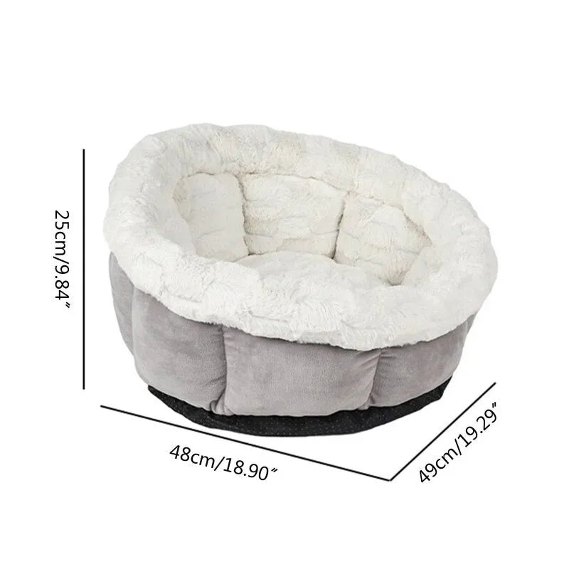 Self-warming Cat Bed Soft Cozy Cat Nest Plush & Faux Suede