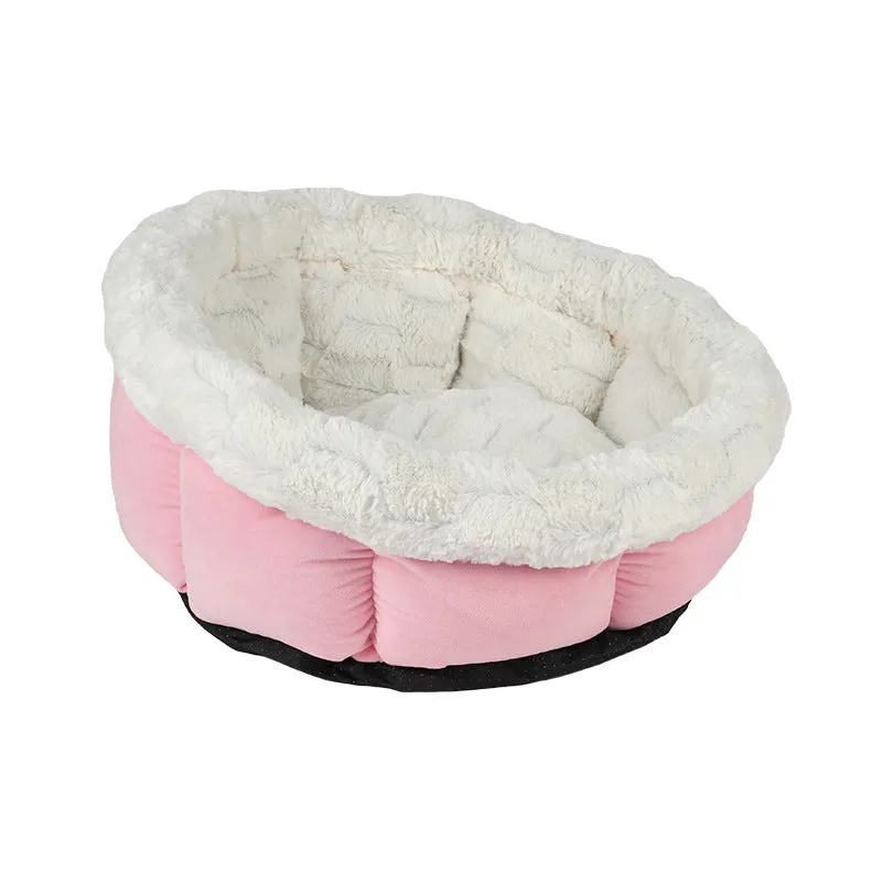 Self-warming Cat Bed Soft Cozy Cat Nest Plush & Faux Suede