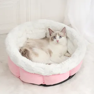 Self-warming Cat Bed Soft Cozy Cat Nest Plush & Faux Suede