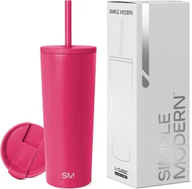 Simple Modern Insulated Tumbler with Lid and Straw | Iced Coffee Cup Reusable Stainless Steel Water Bottle Travel Mug | Gifts for Women Men Her Him | Classic Collection | 24oz | Berry Twist