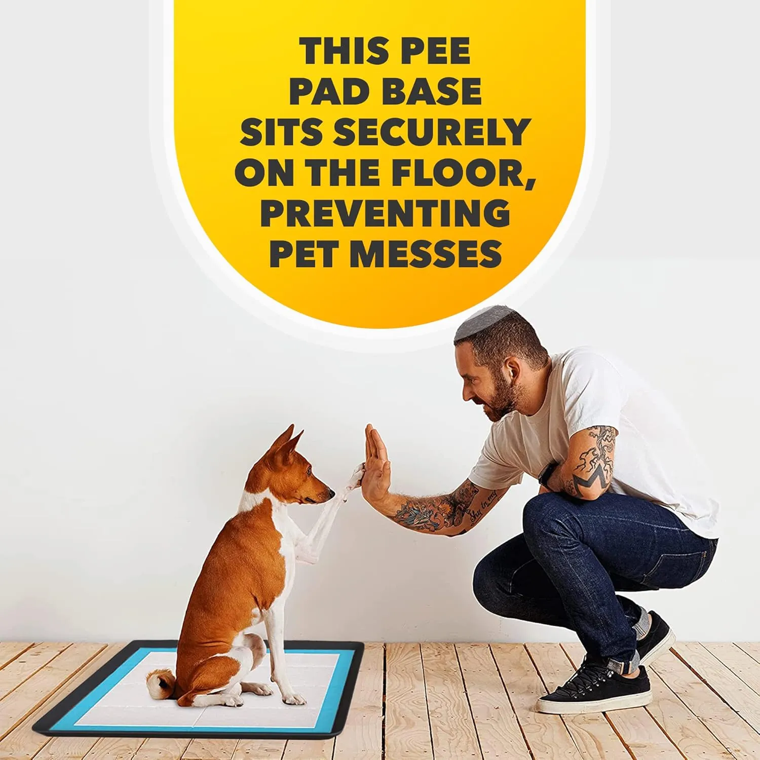 Skywin TidyFriend Silicone Pee Pad Holder Tray, 24 X 24 Inch No-Spill, Leakproof, Easy-to-Clean Pee Pad Holder for Dog (Black)