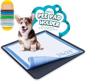 Skywin TidyFriend Silicone Pee Pad Holder Tray, 24 X 24 Inch No-Spill, Leakproof, Easy-to-Clean Pee Pad Holder for Dog (Black)