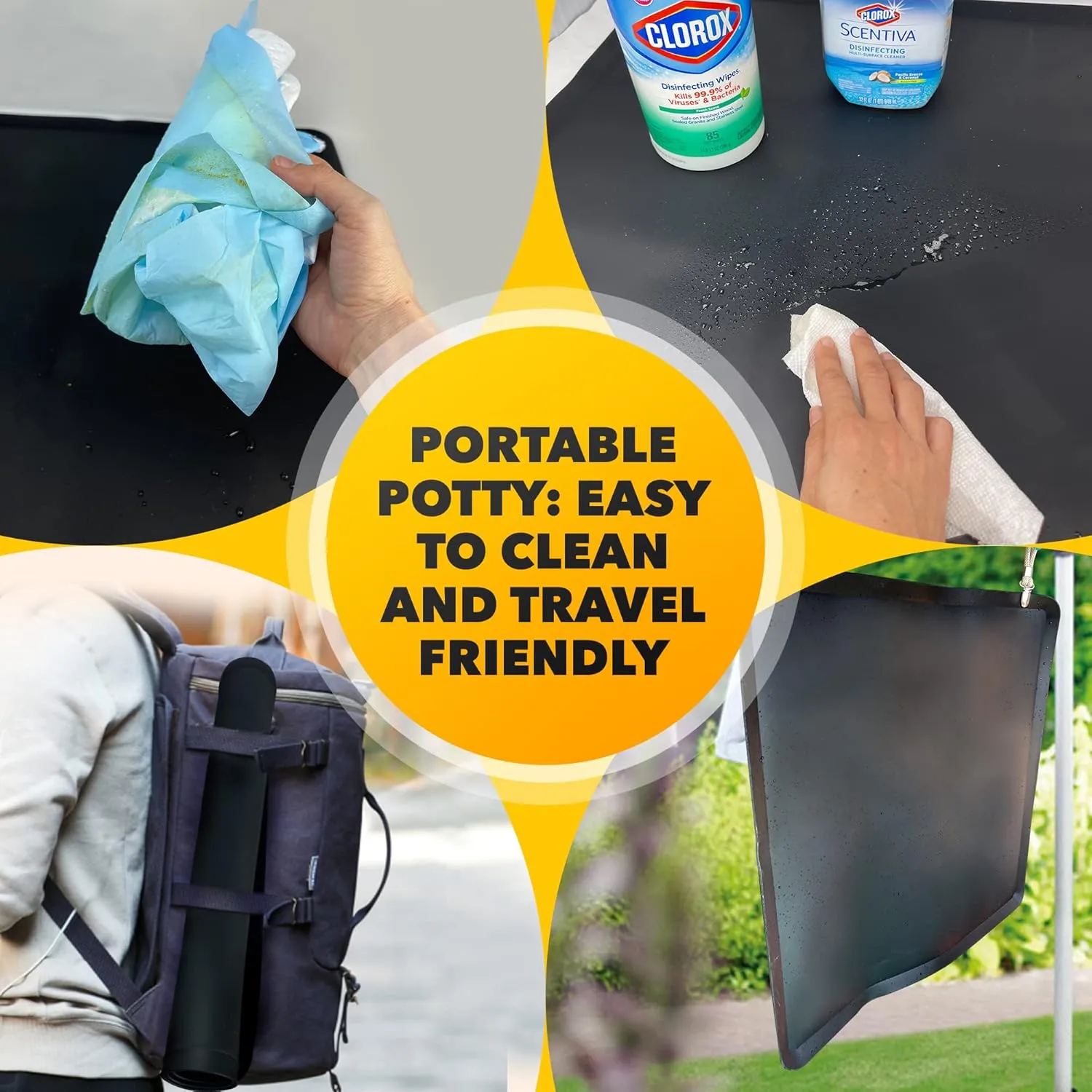 Skywin TidyFriend Silicone Pee Pad Holder Tray, 24 X 24 Inch No-Spill, Leakproof, Easy-to-Clean Pee Pad Holder for Dog (Black)