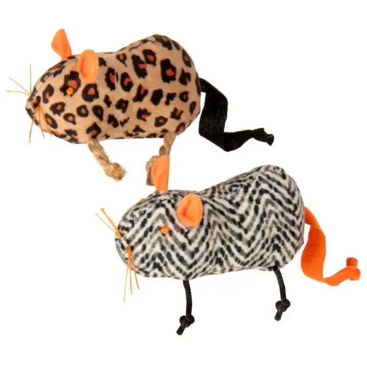 SmartyKat Instincts Safari Creepers™ Refillable Plush Rat Cat Toys with 2 oz Tube of HappyNip® Catnip & Silvervine (Small)
