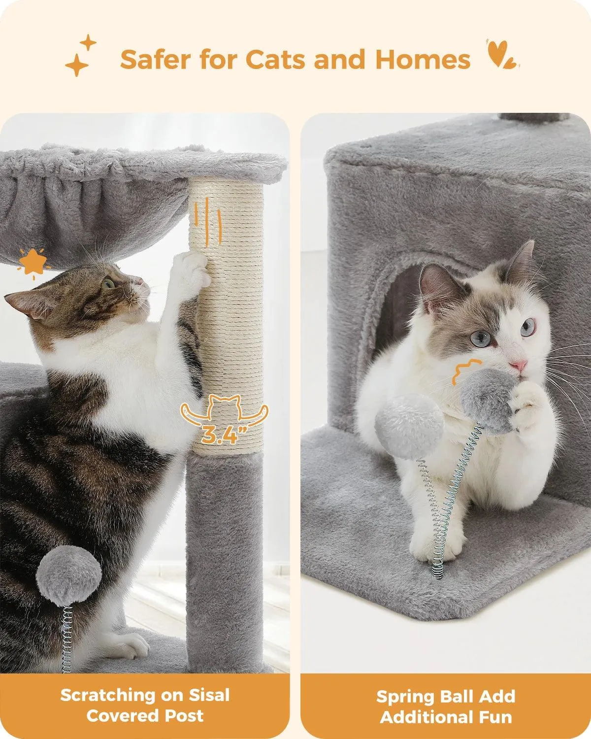 Stylish H75CM Cat Tree Condo - 2