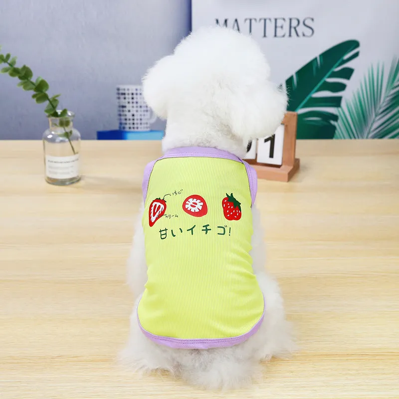 Summer pet clothes cat and puppy strawberry patter