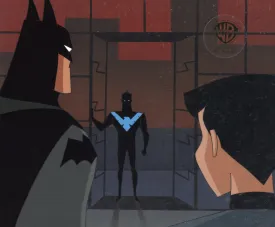 The New Batman Adventures Original Production Cel on Original Background: Batman, Nightwing, Selina Kyle
