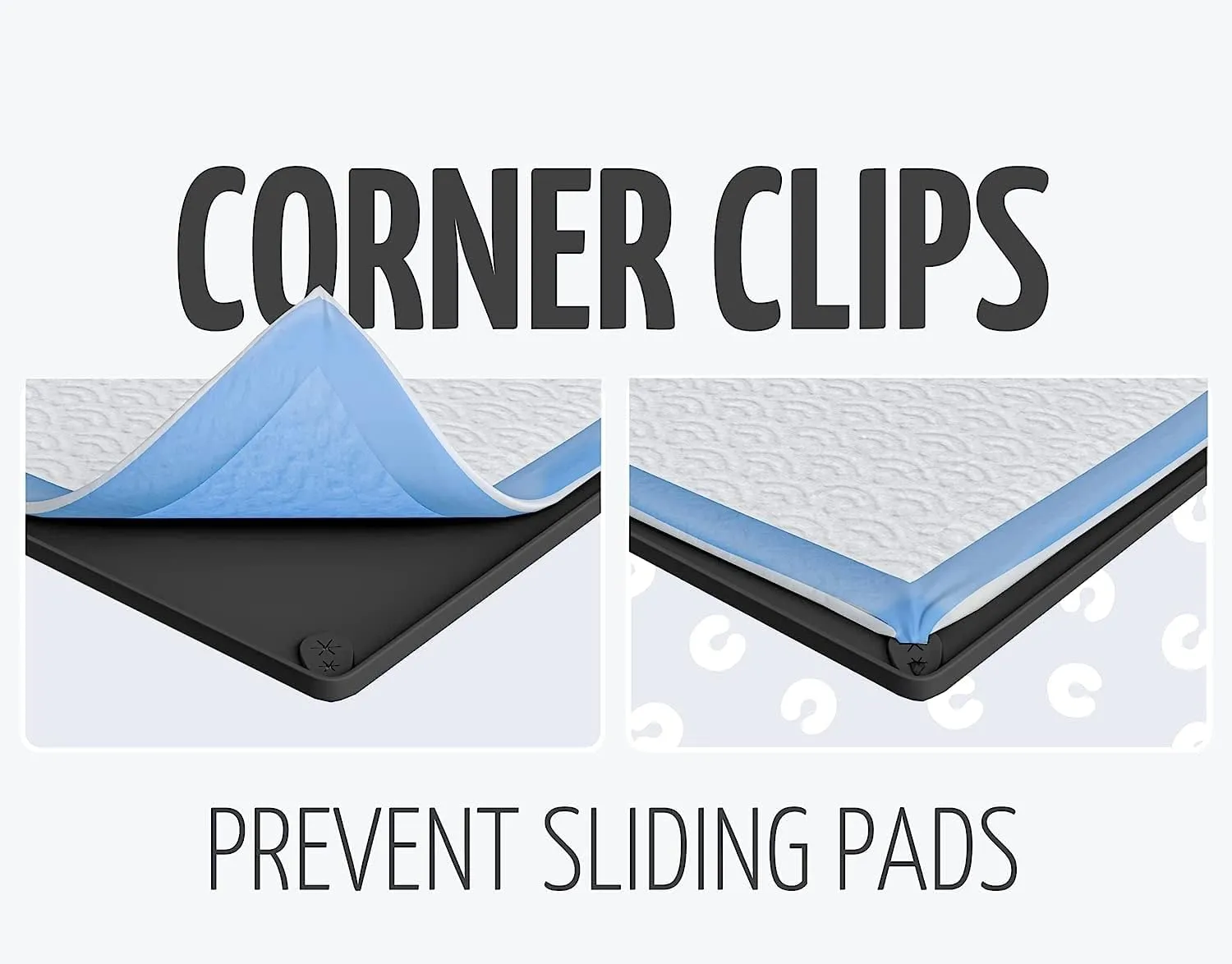 TidyFriend Pee Pad Holder Tray 30 x 23 Inches with Corner Clips, 2 Pack Silicone Dog Potty Tray, Easy to Clean No Spill Dog Potty Training Pad Holder (Black)