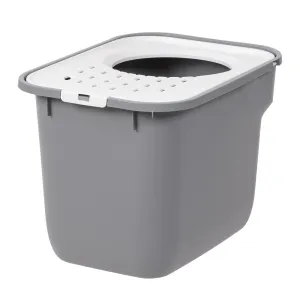 Top Entry Cat Litter Box w/o Scoop Large, White/Gray