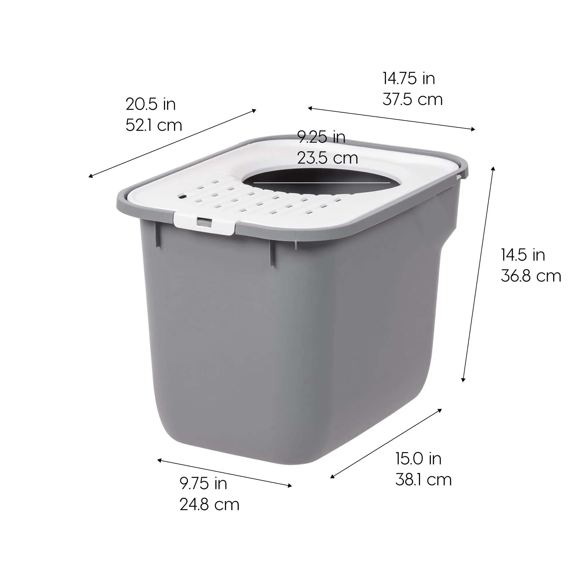 Top Entry Cat Litter Box w/o Scoop Large, White/Gray