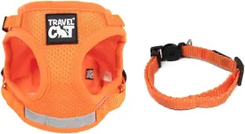Travel Cat Adjustable Harness and Leash Set   Breakaway Collar for Cats - Secure, Escape-Proof Outdoor Walking Kit (Large, Orange)