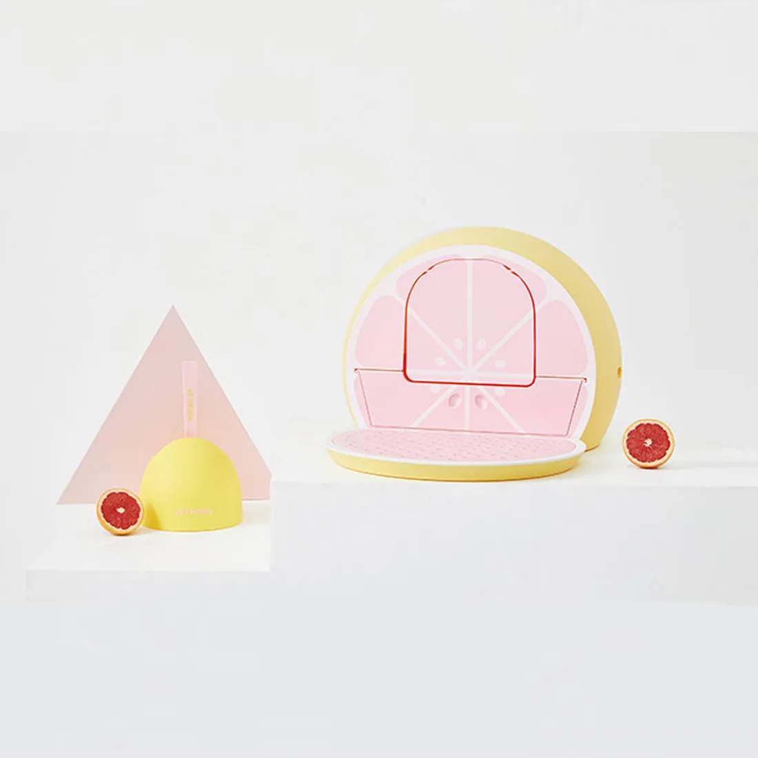 Vetreska Fruity Portable Cat Kitty Toilet Litter Box Tray House Lid Scoop Set Grapefruit