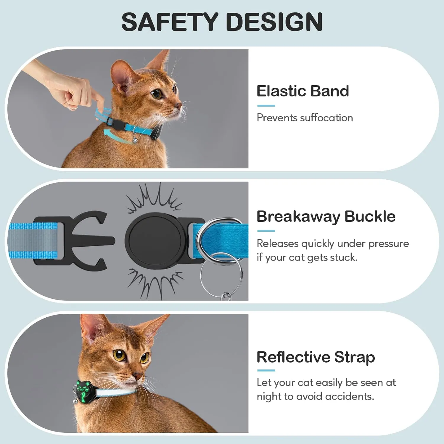 Waterproof Airtag Cat Collar, Breakaway Cat Collars with Luminous & Reflective Strap for Apple Air tag, Kitten Safety Elastic Band, Lightweight Hidden GPS Tracker Holder(Pink, 9"-14")