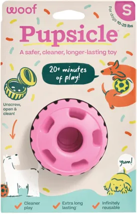 WOOF Party Pupsicle - Long-Lasting Interactive Dog Toys for Boredom - Low-Mess Design - Birthday Gifts for Dogs - Small Dog Toys - Party Pink