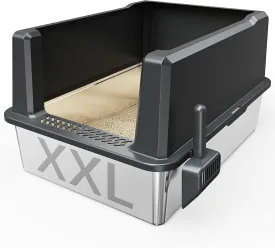 XXL Stainless Steel Cat Litter Box Extra Large 28"x20.5"x14" Metal Litter Box High Sides for Big Cats&Multiple Cats, Jumbo with lid Easy to Clean, No Odor, Anti-Urine Leakage, Non-Sticky