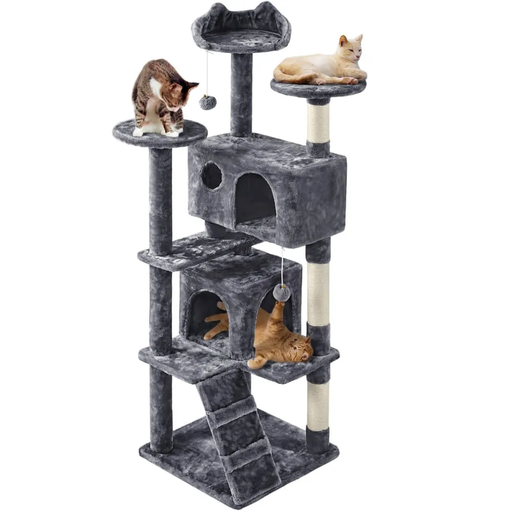 Yaheetech 62.5″ H Cat Tree w/ 2 Condos