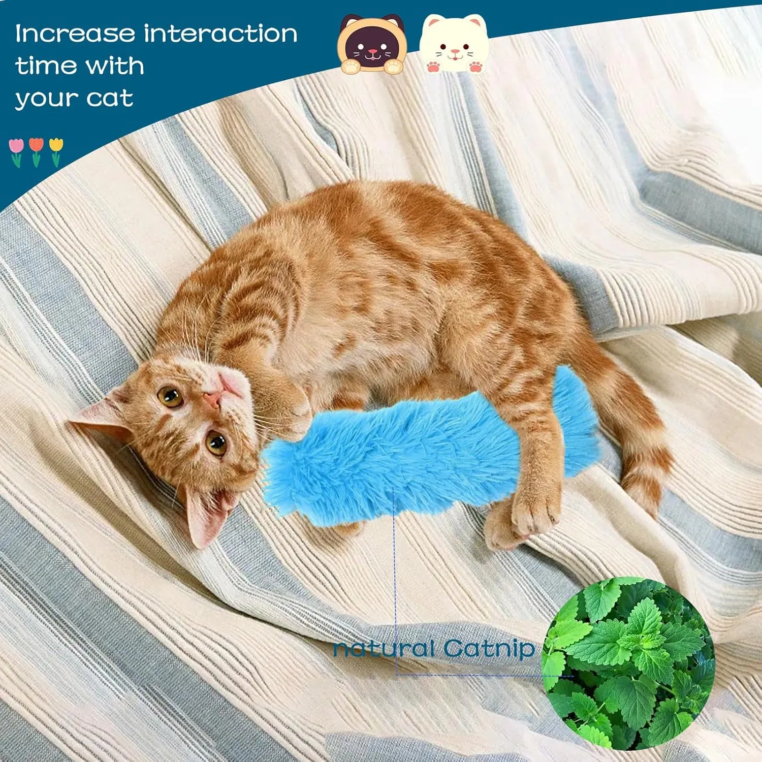 YVPSI Cat Toys Pillows 4 Pack Interactive Kitten Kicker Catnip Plush Toys Catnip Toys for Kittens Indoor Cat Exercise (S)