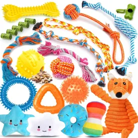 Zeaxuie 23 Pack Luxury Puppy Toys for Teething Small Dogs, Puppy Chew Toys with Rubber, Rope and Squeaky Toys